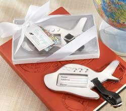 "Bon Voyage" Silver-Finish Airplane Luggage Tag 