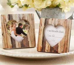 "Rustic Romance" Faux-Wood Heart Place Card Holder/Photo Frame 