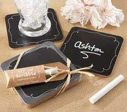 "Sip and Scribble" Chalkboard Set of 4 Coasters 